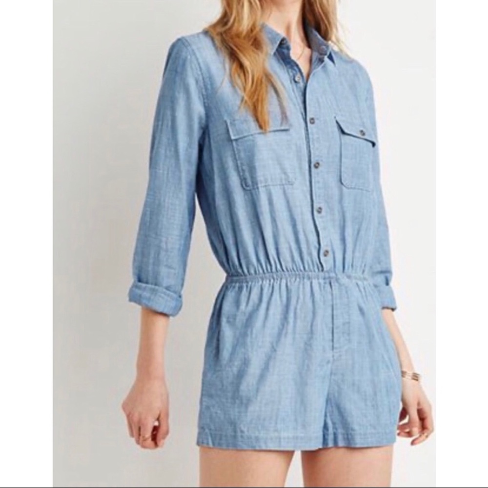 Forever 21 Denim Long Sleeve Romper